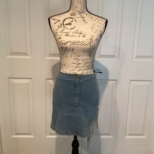 Athina Women Denim Sequins Skirt, Size Medium, Color Blue